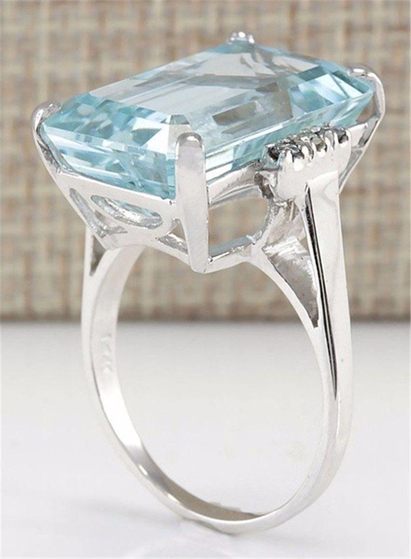Hyperbole Huge Sky Blue AAA Cubic Zircon Crystal Prong Setting Ring - The Jewellery Supermarket