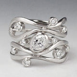 Hyperbole Irregular Geometric Shape Versatile Style Silver Color AAA+ CZ Crystals Ring - The Jewellery Supermarket