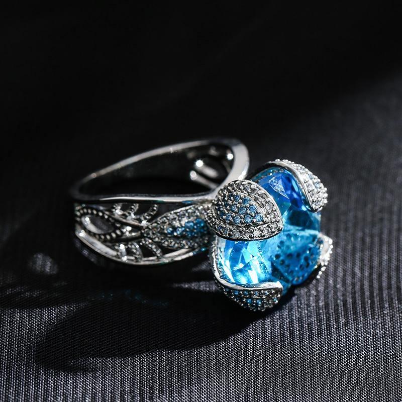 Lucky Tree Gun Black Mosaic Red Zircon Stone Vintage Ring - The Jewellery Supermarket