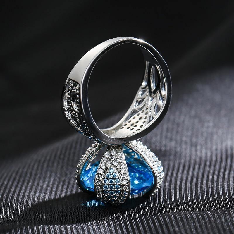 Lucky Tree Gun Black Mosaic Red Zircon Stone Vintage Ring - The Jewellery Supermarket