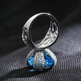 Lucky Tree Gun Black Mosaic Red Zircon Stone Vintage Ring - The Jewellery Supermarket