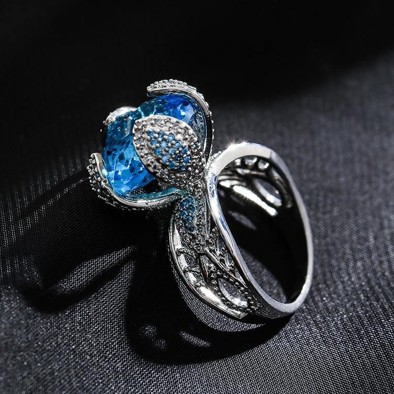 Lucky Tree Gun Black Mosaic Red Zircon Stone Vintage Ring - The Jewellery Supermarket