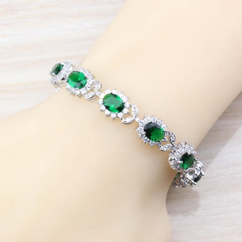 Luxury 925 Silver Bridal Jewelry Sets Green Cubic Zircon - Best Online Prices by Jewellery Supermarket - The Jewellery Supermarket