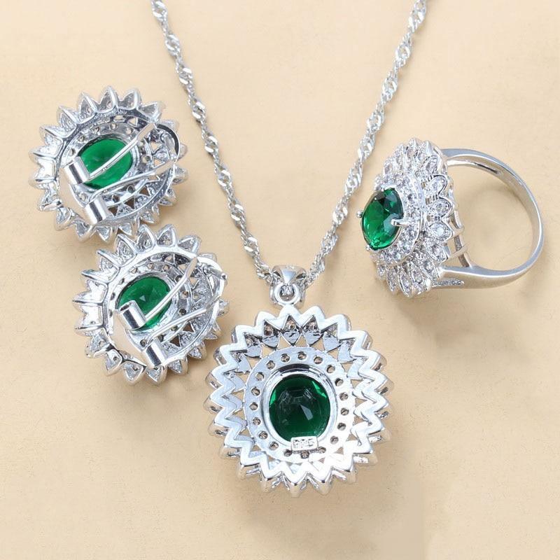Luxury 925 Silver Bridal Jewelry Sets Green Cubic Zircon - Best Online Prices by Jewellery Supermarket - The Jewellery Supermarket