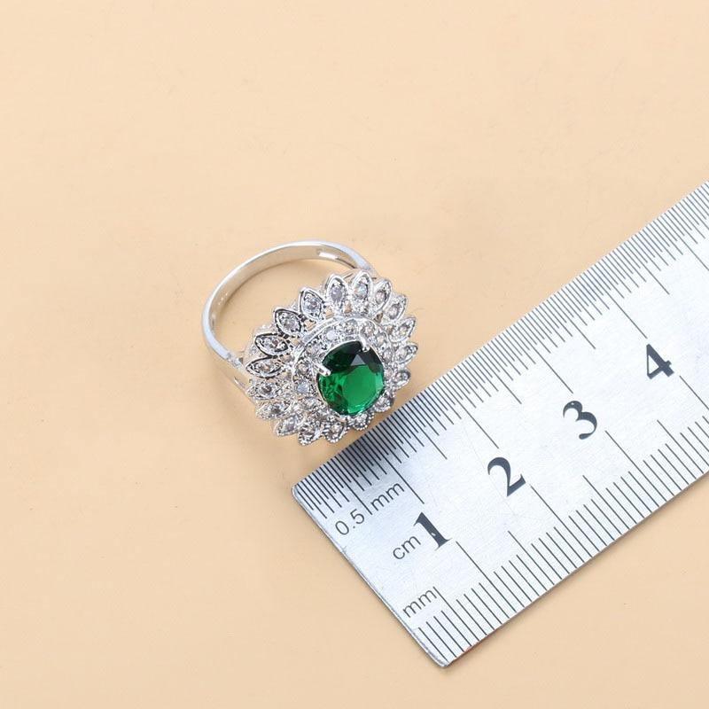 Luxury 925 Silver Bridal Jewelry Sets Green Cubic Zircon - Best Online Prices by Jewellery Supermarket - The Jewellery Supermarket