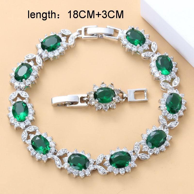 Luxury 925 Silver Bridal Jewelry Sets Green Cubic Zircon - Best Online Prices by Jewellery Supermarket - The Jewellery Supermarket