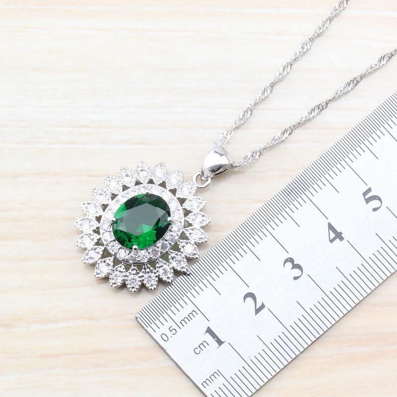 Luxury 925 Silver Bridal Jewelry Sets Green Cubic Zircon - Best Online Prices by Jewellery Supermarket - The Jewellery Supermarket