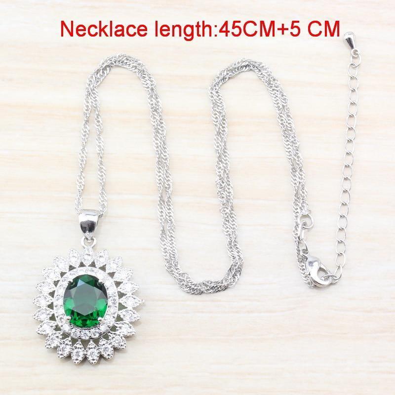 Luxury 925 Silver Bridal Jewelry Sets Green Cubic Zircon - Best Online Prices by Jewellery Supermarket - The Jewellery Supermarket