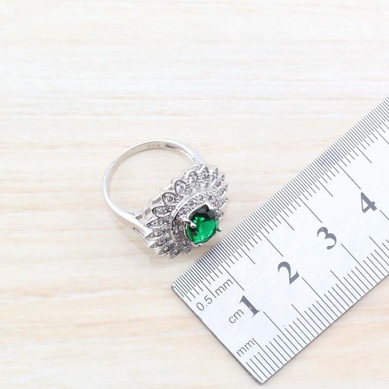 Luxury 925 Silver Bridal Jewelry Sets Green Cubic Zircon - Best Online Prices by Jewellery Supermarket - The Jewellery Supermarket
