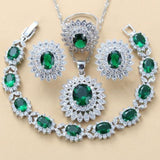 Luxury 925 Silver Bridal Jewelry Sets Green Cubic Zircon - Best Online Prices by Jewellery Supermarket - The Jewellery Supermarket