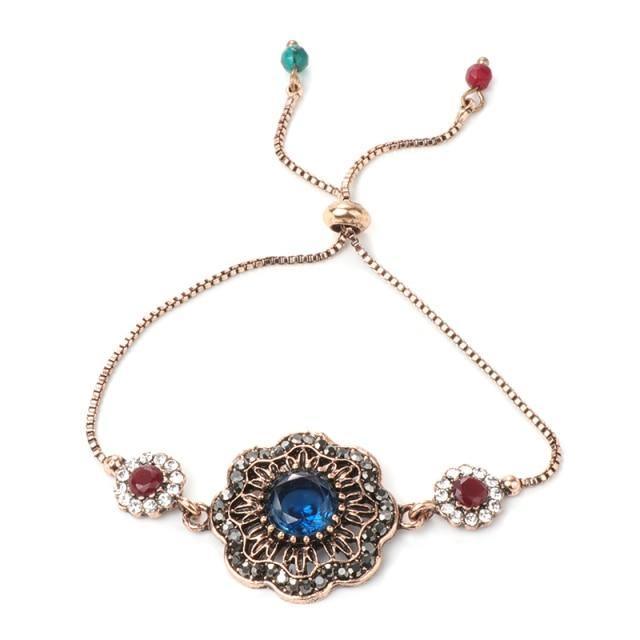 Luxury Antique Gold Grey Crystal Flower Vintage Bracelet - The Jewellery Supermarket