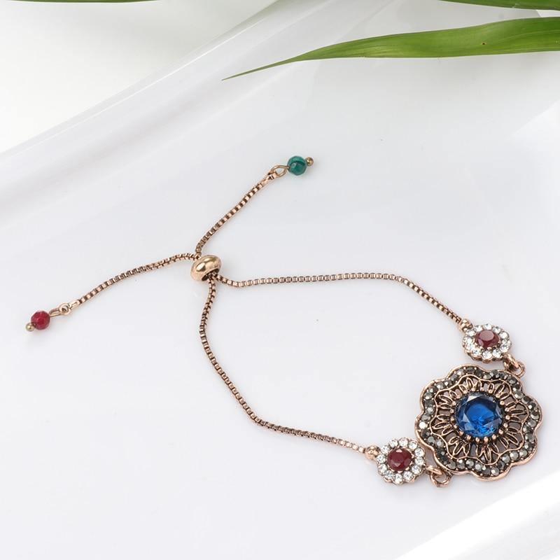 Luxury Antique Gold Grey Crystal Flower Vintage Bracelet - The Jewellery Supermarket