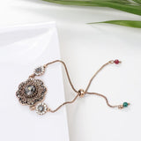 Luxury Antique Gold Grey Crystal Flower Vintage Bracelet - The Jewellery Supermarket