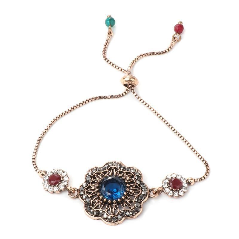 Luxury Antique Gold Grey Crystal Flower Vintage Bracelet - The Jewellery Supermarket