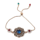 Luxury Antique Gold Grey Crystal Flower Vintage Bracelet - The Jewellery Supermarket