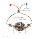 Luxury Antique Gold Grey Crystal Flower Vintage Bracelet - The Jewellery Supermarket