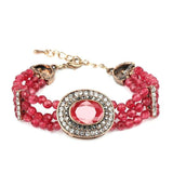 Luxury Boho Natural Stone Antique Gold Hand Made Crystal Retro Ethnic Bracelet