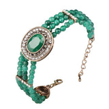 Luxury Boho Natural Stone Antique Gold Hand Made Crystal Retro Ethnic Bracelet - The Jewellery Supermarket
