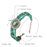 Luxury Boho Natural Stone Antique Gold Hand Made Crystal Retro Ethnic Bracelet - The Jewellery Supermarket