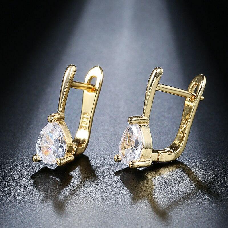 Luxury Gold Silver Color Water Drop AAA+ Cubic Zirconia Earrings - The Jewellery Supermarket