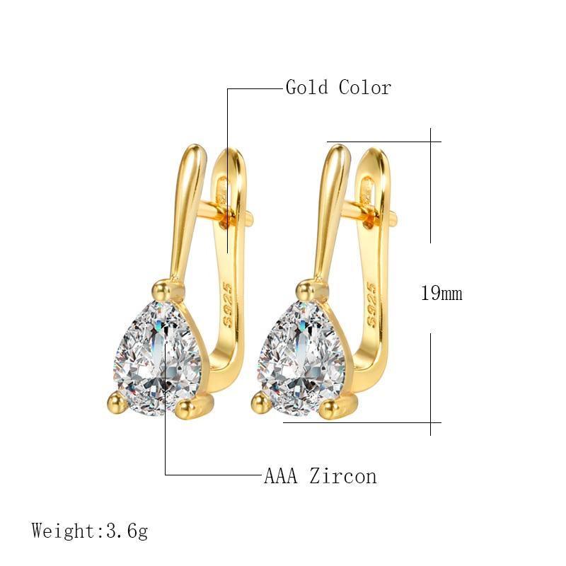 Luxury Gold Silver Color Water Drop AAA+ Cubic Zirconia Earrings - The Jewellery Supermarket