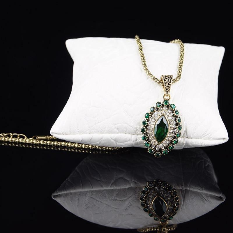 Luxury Green Crystal Flower Necklace Earring Ring Fashion Rhinestone Jewellery Set - The Jewellery Supermarket