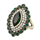 Luxury Green Crystal Flower Necklace Earring Ring Fashion Rhinestone Jewellery Set - The Jewellery Supermarket