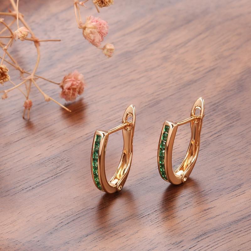 Luxury Green Natural Zircon Beautiful Rose Gold Stud Earrings - The Jewellery Supermarket