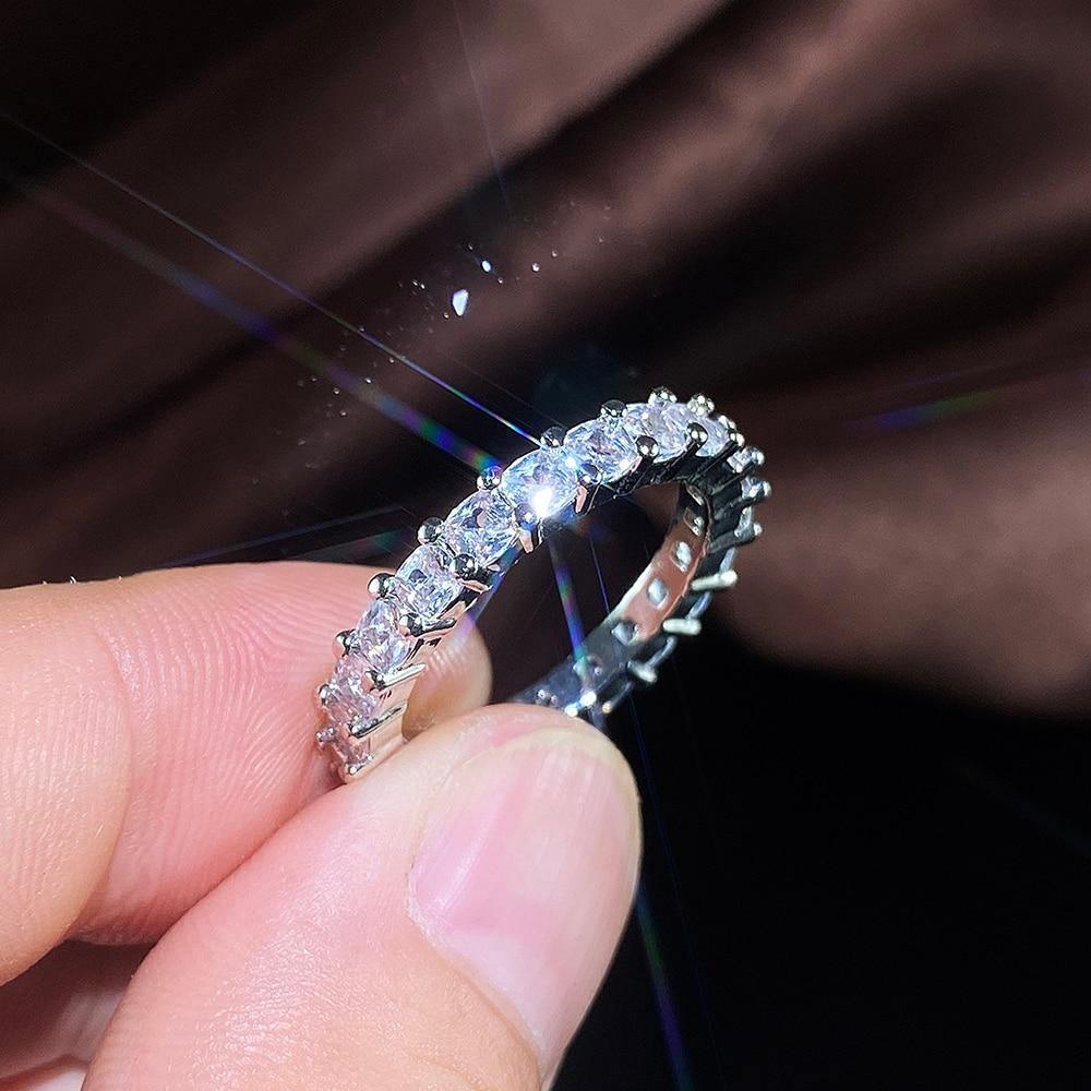 Luxury Micro Paved Big Round/Square/Oval AAA+ Cubic Zirconia Diamonds Promise Rings - The Jewellery Supermarket