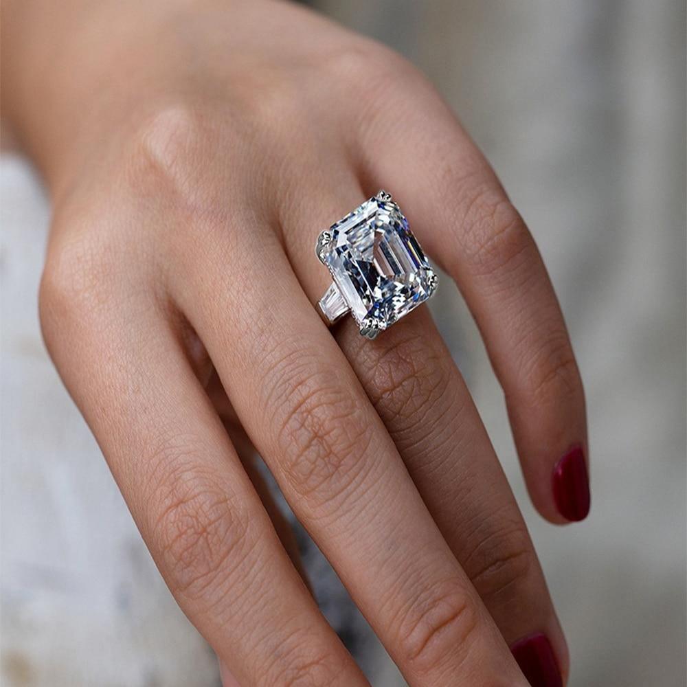 Luxury Solitaire Big Rectangle AAA+ Cubic Zirconia Diamond Elegant Jewellery Ring - The Jewellery Supermarket