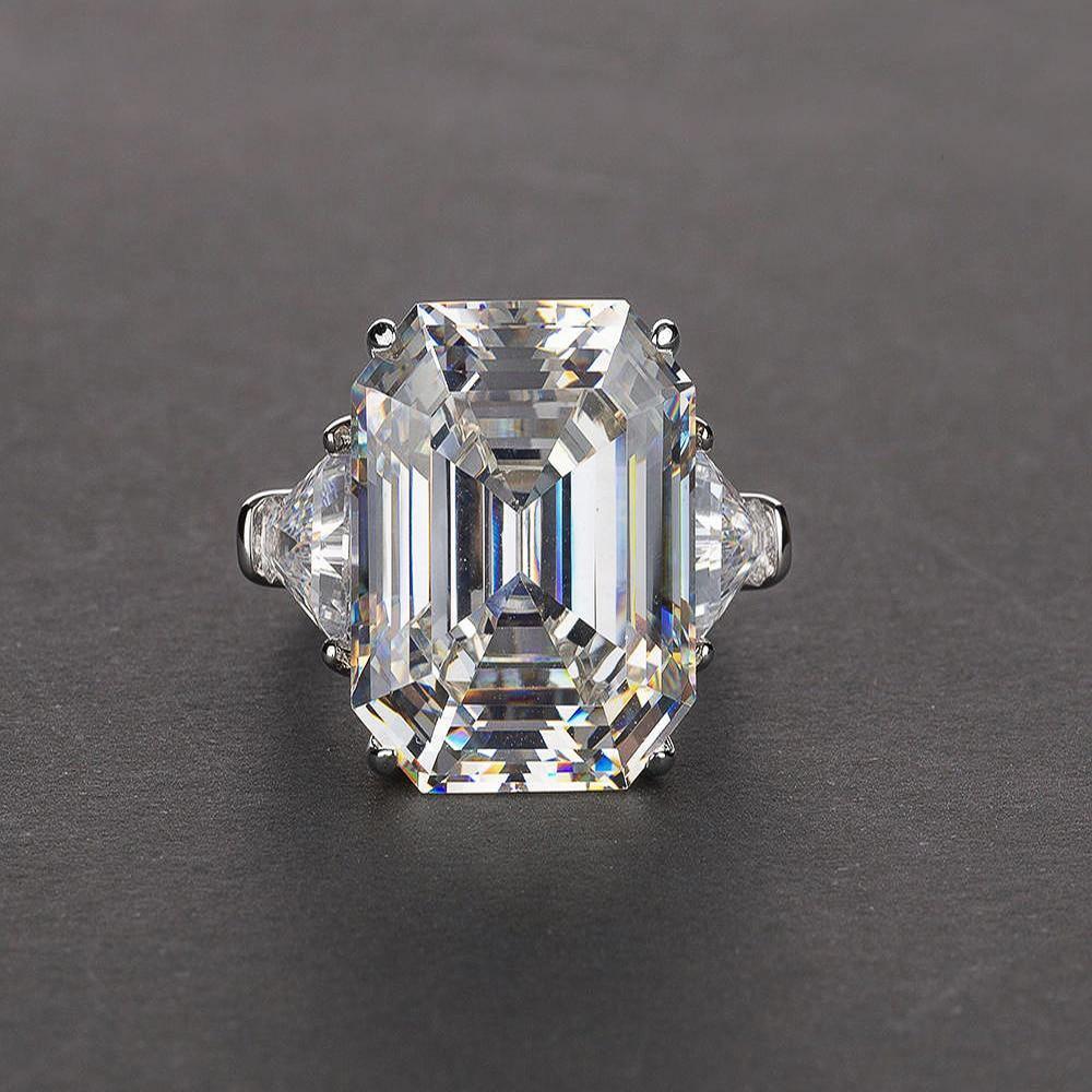 Luxury Solitaire Big Rectangle AAA+ Cubic Zirconia Diamond Elegant Jewellery Ring - The Jewellery Supermarket