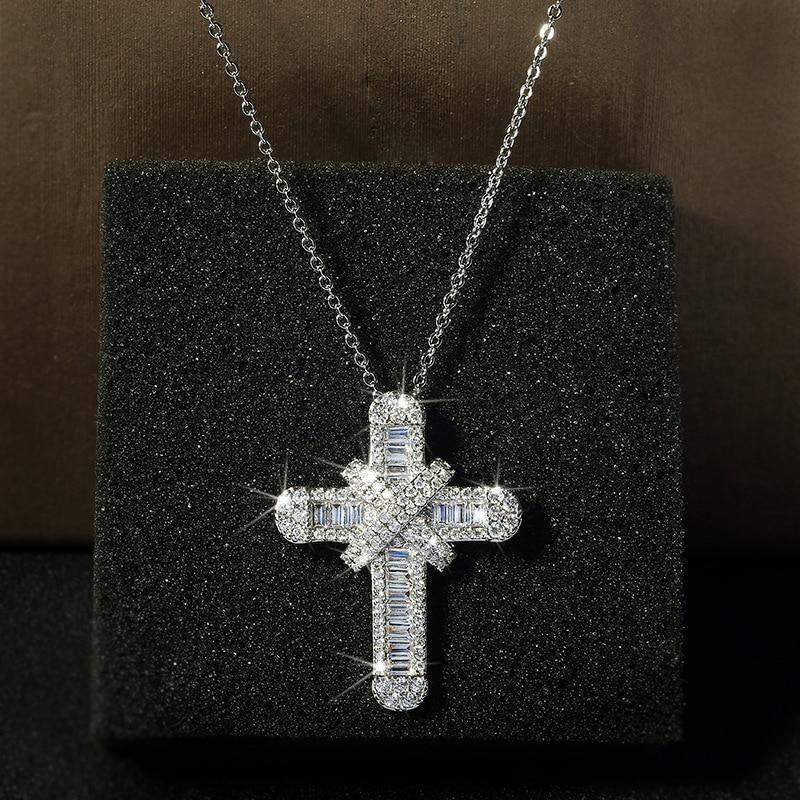 Luxury Women White Crystal Pendant Charm Silver Color Chain Necklace - The Jewellery Supermarket