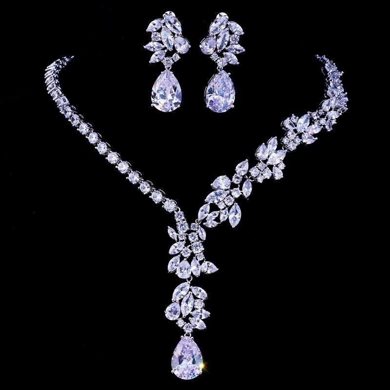 Magnificent Design AAA+ CZ Choker Necklace Stud Earrings Bridal Jewelry Set - Best Online Prices by Jewellery Supermarket - The Jewellery Supermarket