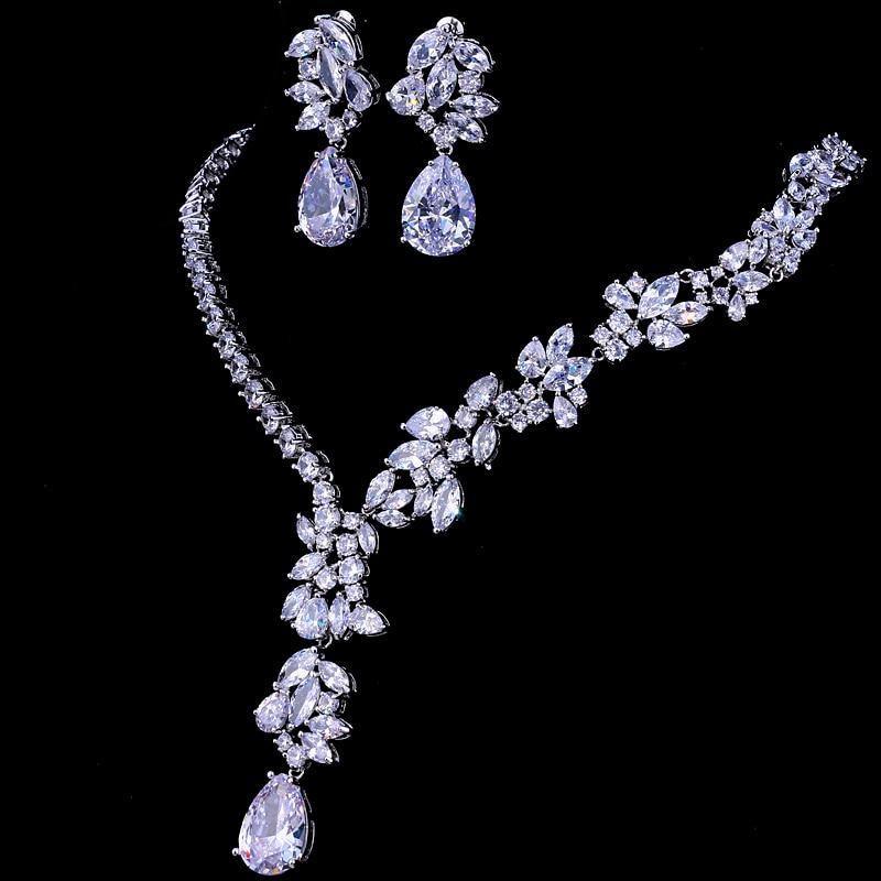 Magnificent Design AAA+ CZ Choker Necklace Stud Earrings Bridal Jewelry Set - Best Online Prices by Jewellery Supermarket - The Jewellery Supermarket