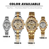 MISS FOX Classic Roman Numbers Quartz Fashion Casual Gold Bling Ladies Watch - The Jewellery Supermarket