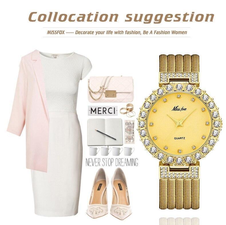 MISS FOX Luxury Brand Big Simulated Lab Diamond Ladies Wrist Watches - The Jewellery Supermarket