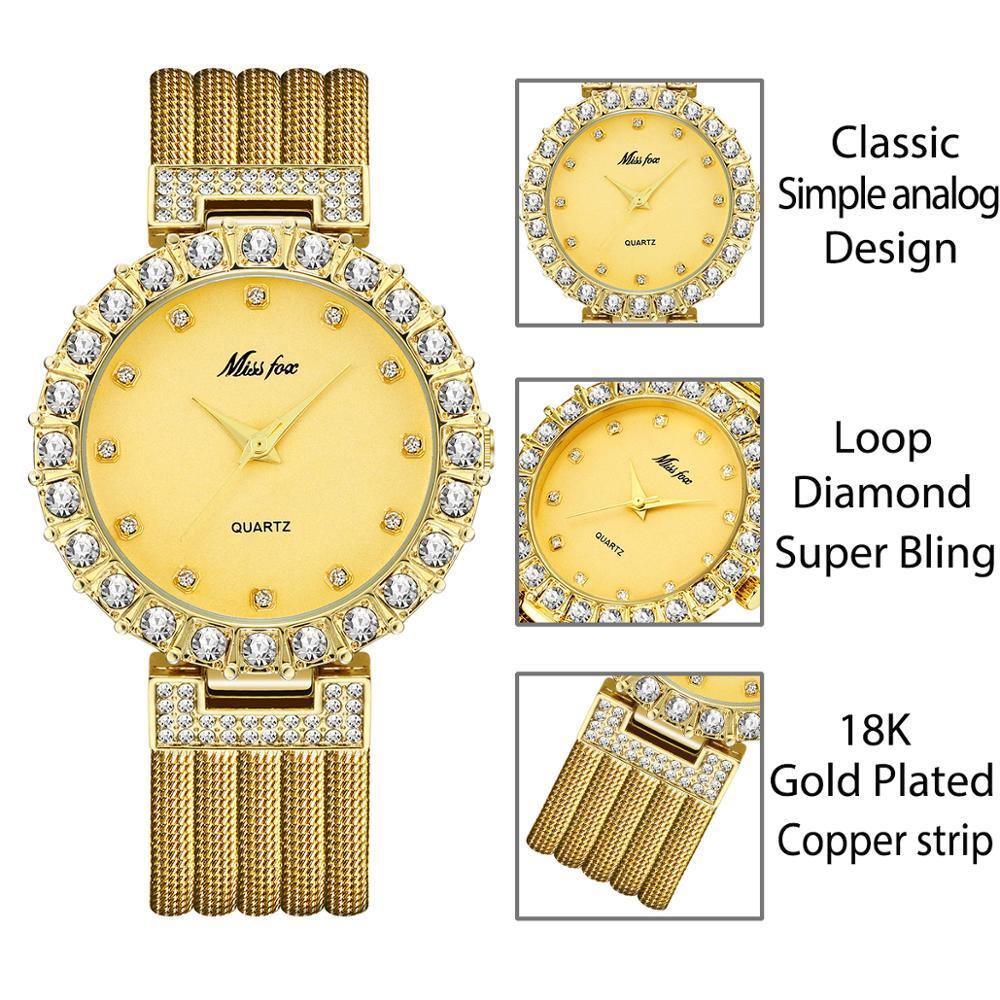 MISS FOX Luxury Brand Big Simulated Lab Diamond Ladies Wrist Watches - The Jewellery Supermarket