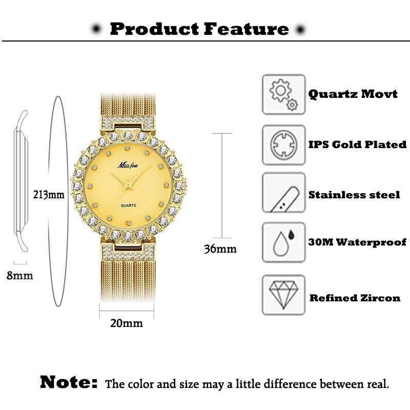 MISS FOX Luxury Brand Big Simulated Lab Diamond Ladies Wrist Watches - The Jewellery Supermarket