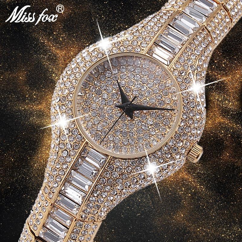 MISS FOX Luxury Ladies 18KGP Stainless Steel Watch with Rhinestones - The Jewellery Supermarket