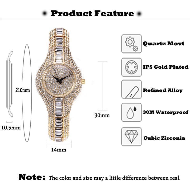 MISS FOX Luxury Ladies 18KGP Stainless Steel Watch with Rhinestones - The Jewellery Supermarket