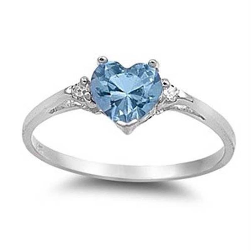 Mood Ring with Lovely Heart Design AAA Cubic Zirconia Crystals Prong Setting Silver Colour Ring - The Jewellery Supermarket