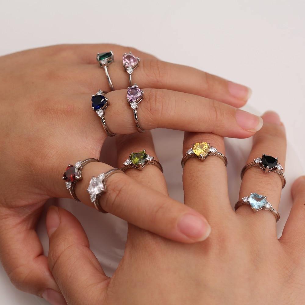Mood Ring with Lovely Heart Design AAA Cubic Zirconia Crystals Prong Setting Silver Colour Ring - The Jewellery Supermarket