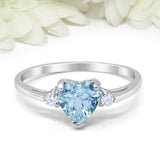 Mood Ring with Lovely Heart Design AAA Cubic Zirconia Crystals Prong Setting Silver Colour Ring - The Jewellery Supermarket