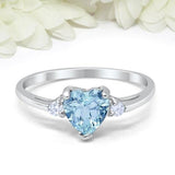 Mood Ring with Lovely Heart Design AAA Cubic Zirconia Crystals Prong Setting Silver Colour Ring - The Jewellery Supermarket