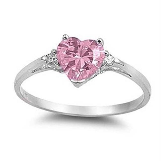 Mood Ring with Lovely Heart Design AAA Cubic Zirconia Crystals Prong Setting Silver Colour Ring - The Jewellery Supermarket