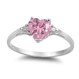 Mood Ring with Lovely Heart Design AAA Cubic Zirconia Crystals Prong Setting Silver Colour Ring - The Jewellery Supermarket