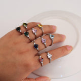 Mood Ring with Lovely Heart Design AAA Cubic Zirconia Crystals Prong Setting Silver Colour Ring - The Jewellery Supermarket