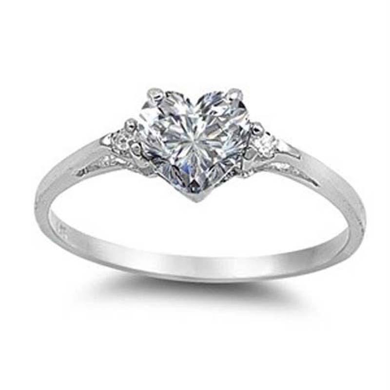 Mood Ring with Lovely Heart Design AAA Cubic Zirconia Crystals Prong Setting Silver Colour Ring - The Jewellery Supermarket