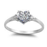 Mood Ring with Lovely Heart Design AAA Cubic Zirconia Crystals Prong Setting Silver Colour Ring - The Jewellery Supermarket