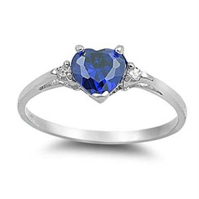 Mood Ring with Lovely Heart Design AAA Cubic Zirconia Crystals Prong Setting Silver Colour Ring - The Jewellery Supermarket